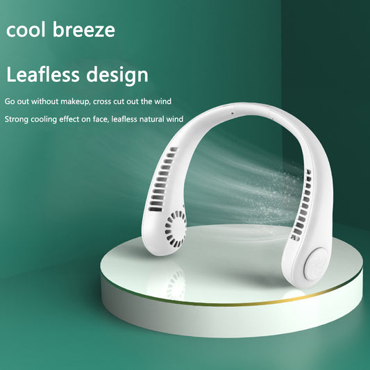 Hanging Neck Cooling Fan USB Leafless 360 Degree, 4000Mah Rechargeable